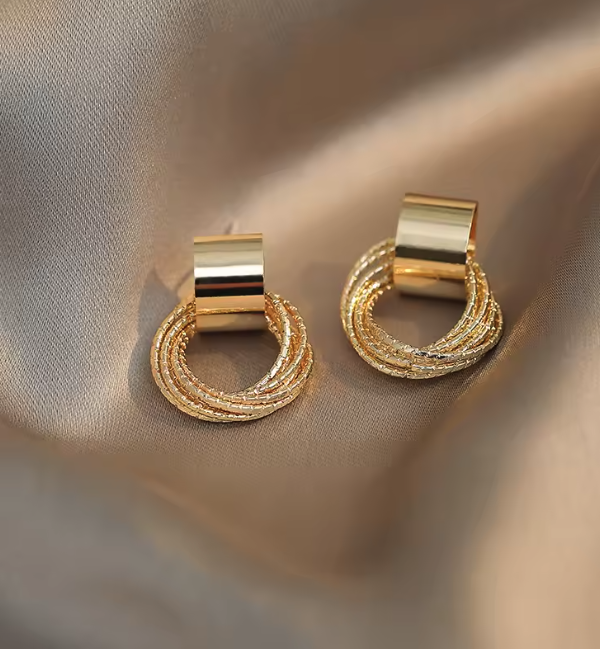 Golden Loop Layered Earrings