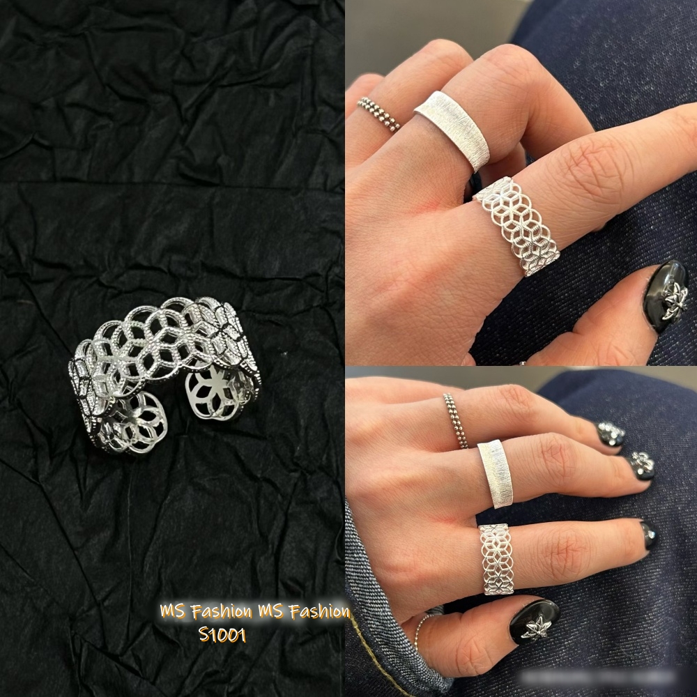 S1001 韓國🇰🇷S925純銀鏤空ins風戒指