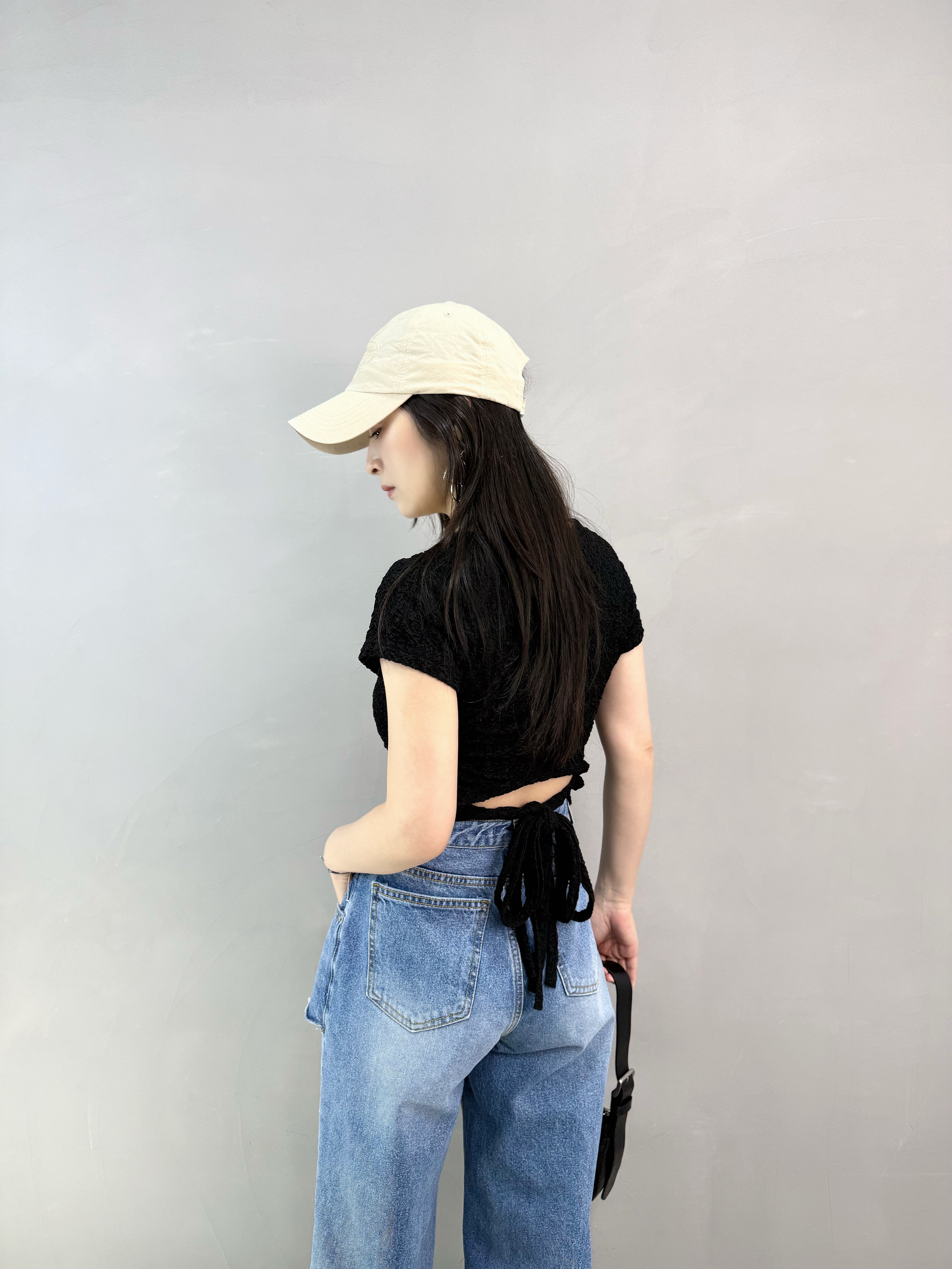 M65 後綁腰免燙料Top