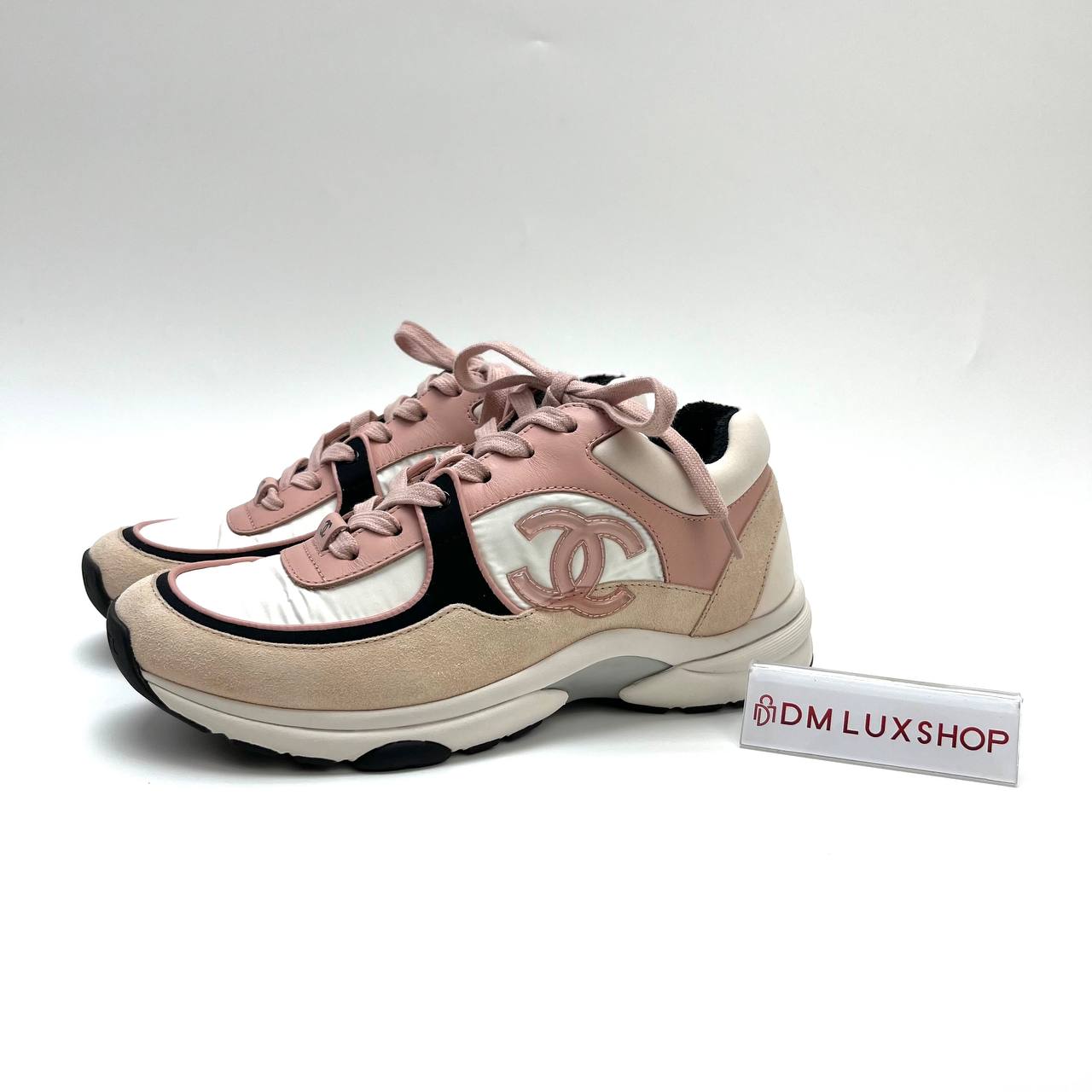 Chanel Pink & White Suede Sneaker