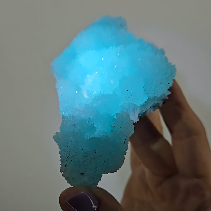 Blue aragonite needle cluster with bubble formations - AR44