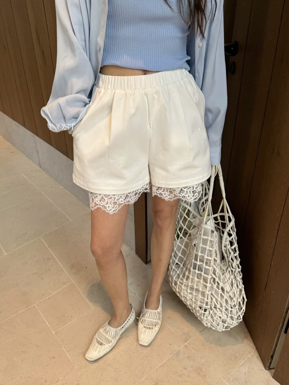 橡筋腰lace 腳短褲 