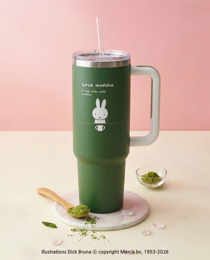 新登場 round 3 [韓國直送] BOC Miffy Matcha Series 887ml 不鏽鋼大杯 (附送飲管公仔及迷你Keyring)