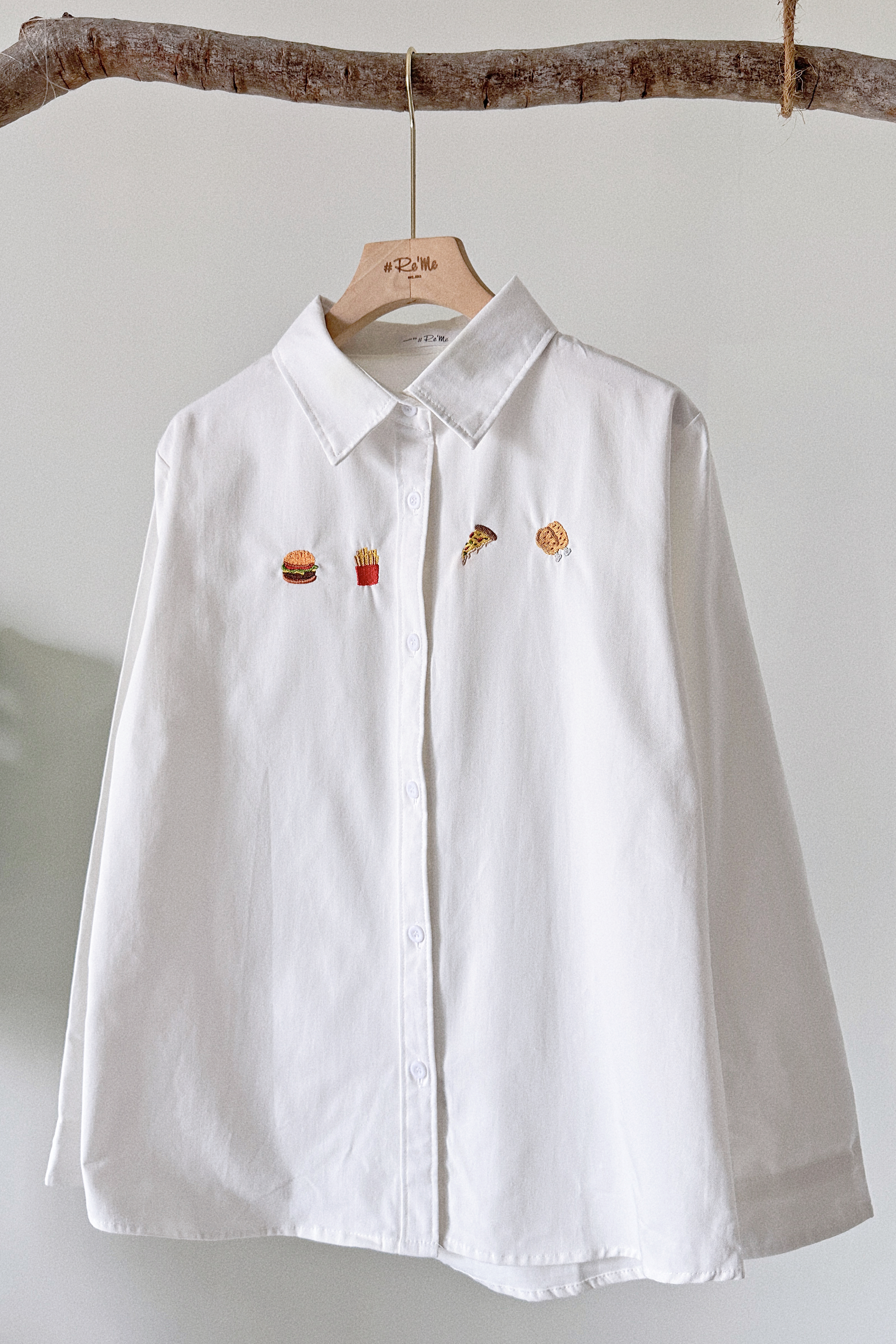 【小小满足🍔】设计款刺绣白衬衫 -（ 下单后2-3制作日）