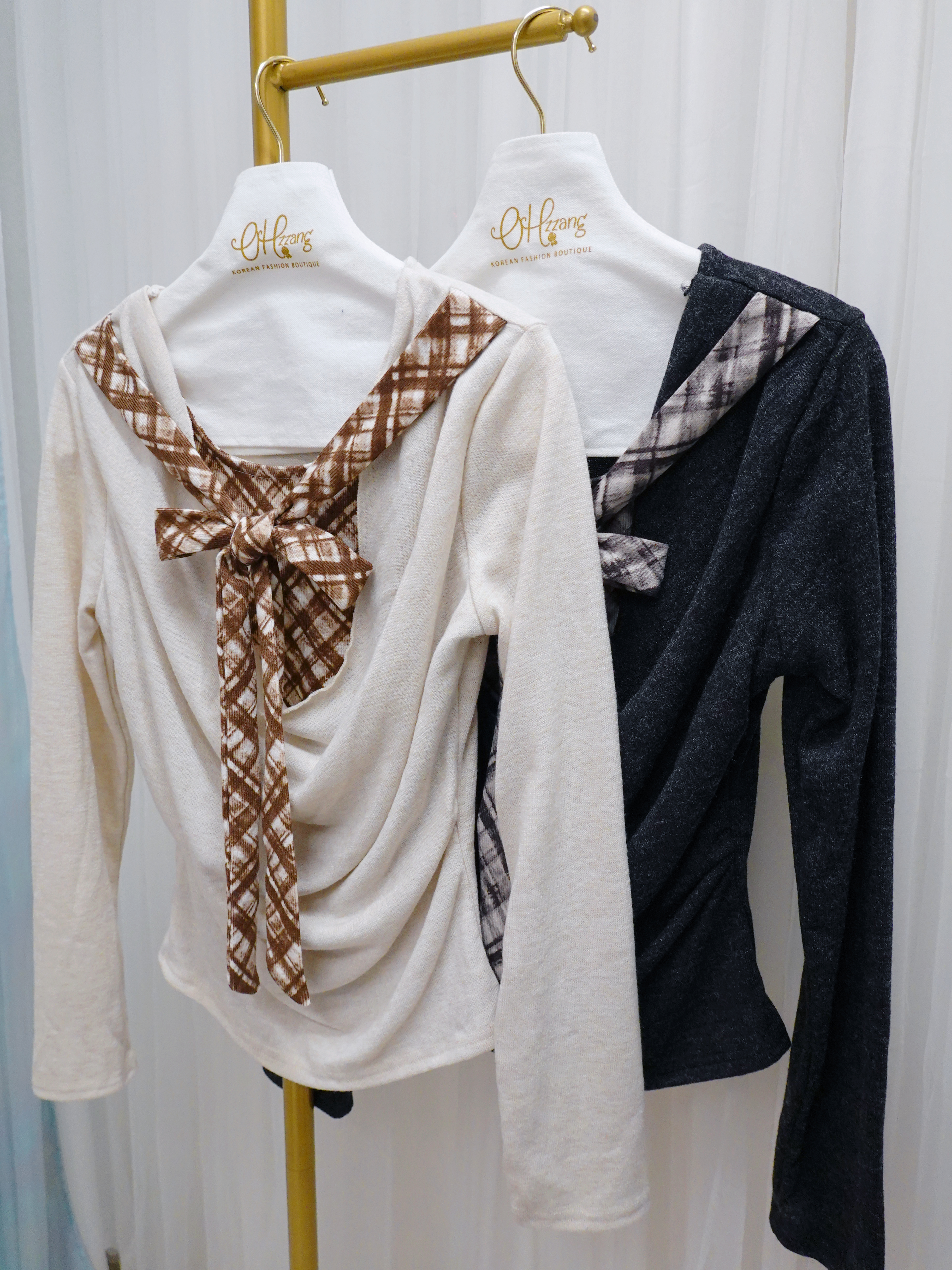 TOP04_09  不規則隨性拼格仔TOP (2色)