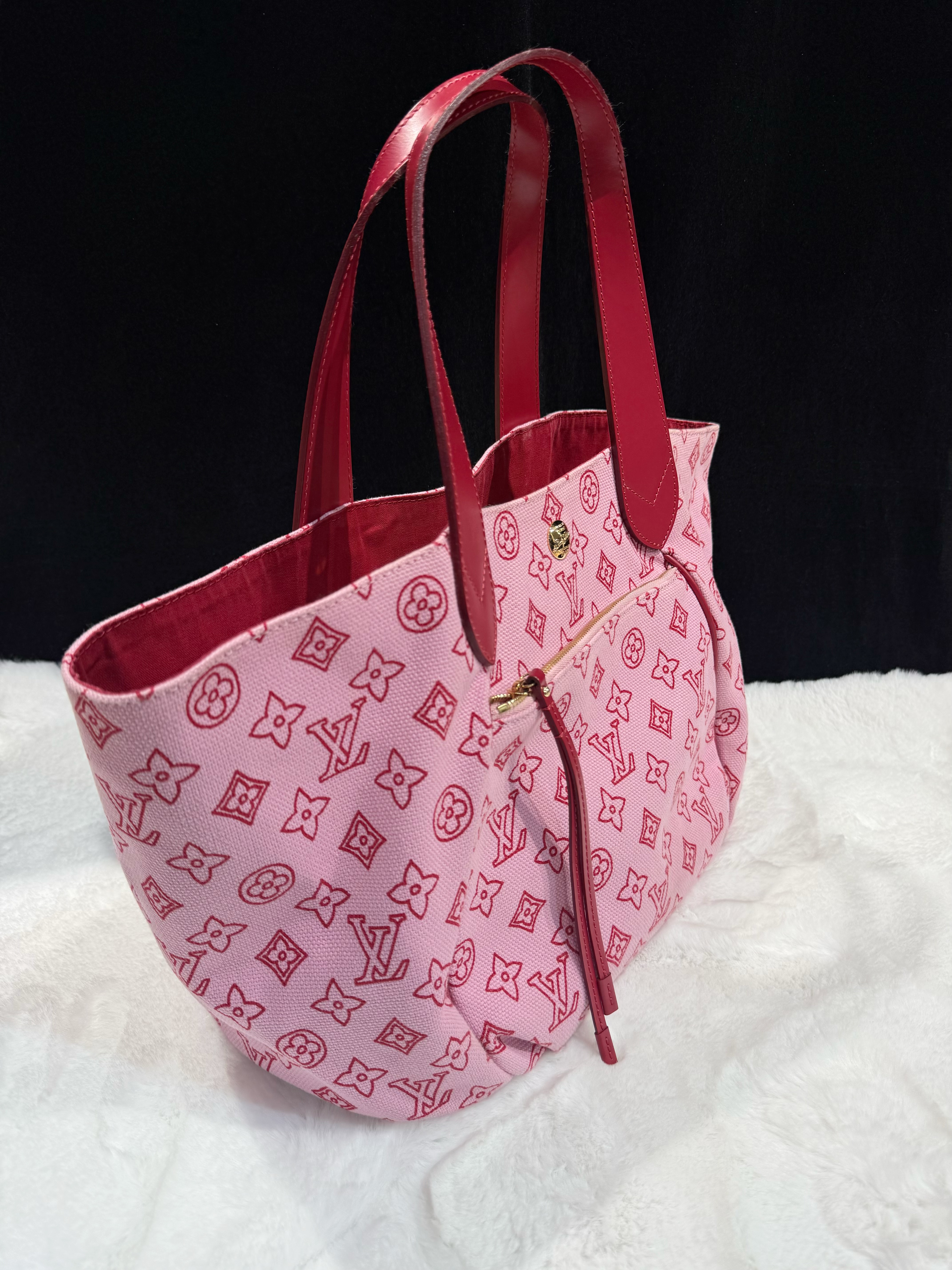 LV canvas tote pink/red 