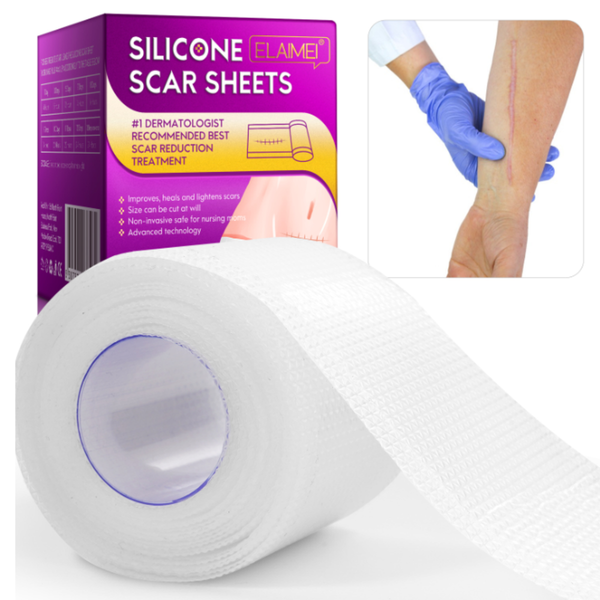 Elaimei透明自黏矽膠疤痕貼