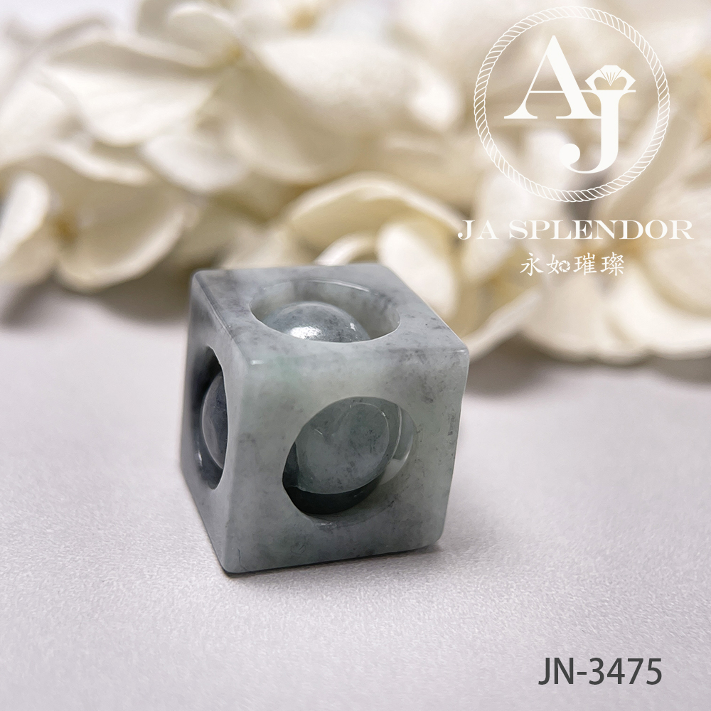 JN-3475/81/82/84 天然翡翠A玉 烏鷄招財進寶骰子吊墜