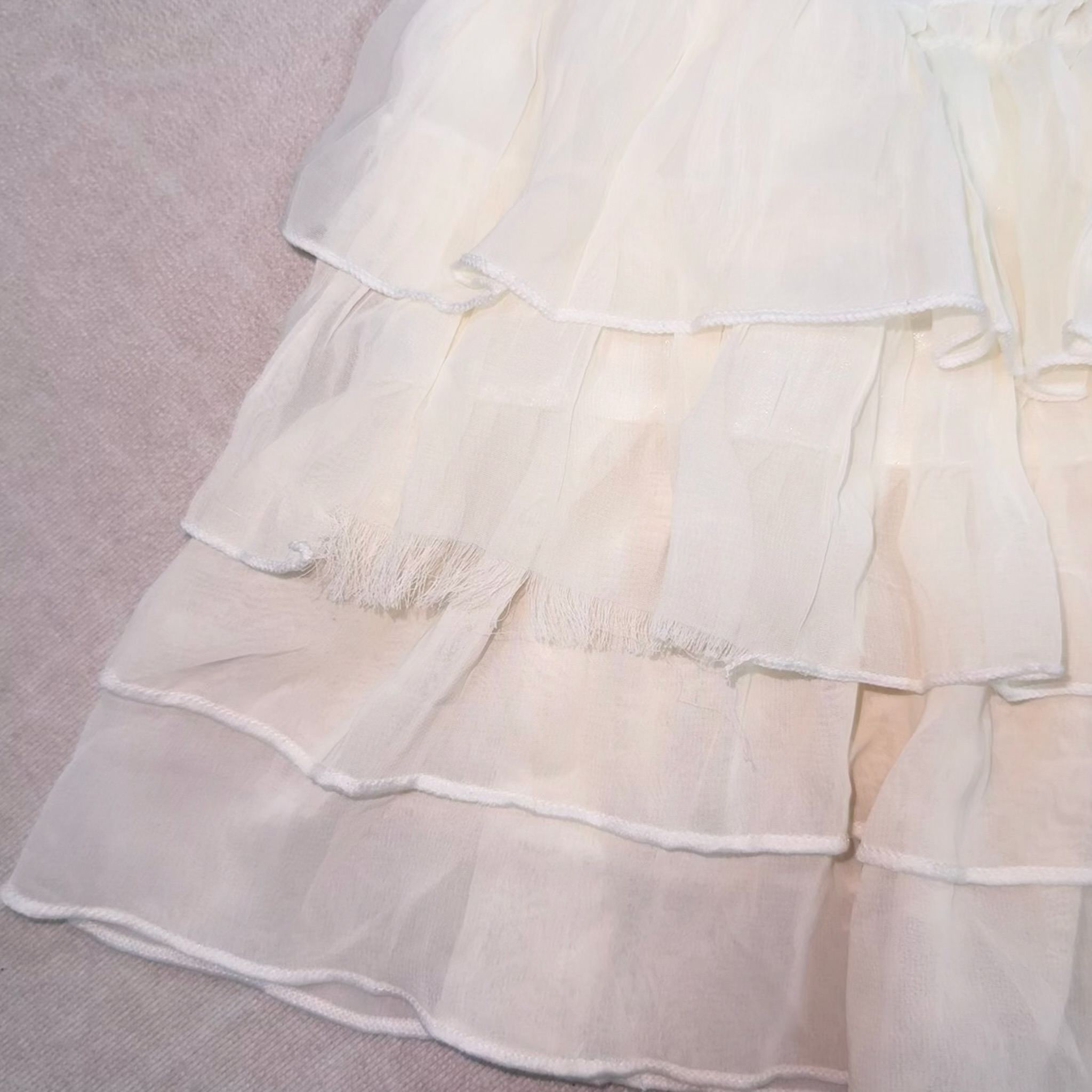 White Ruffled Tulle Skirt