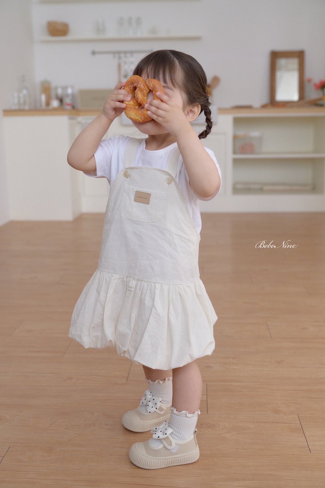 ☀️預訂 韓國直送☀️🇰🇷Bebenine三色泡泡下擺口袋純棉吊帶連身裙