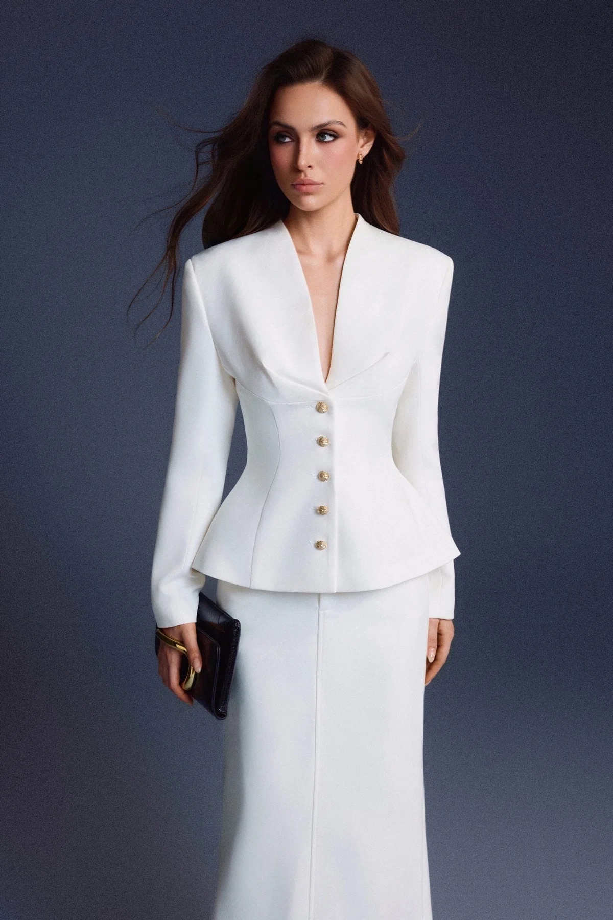 White Botton Folded Top