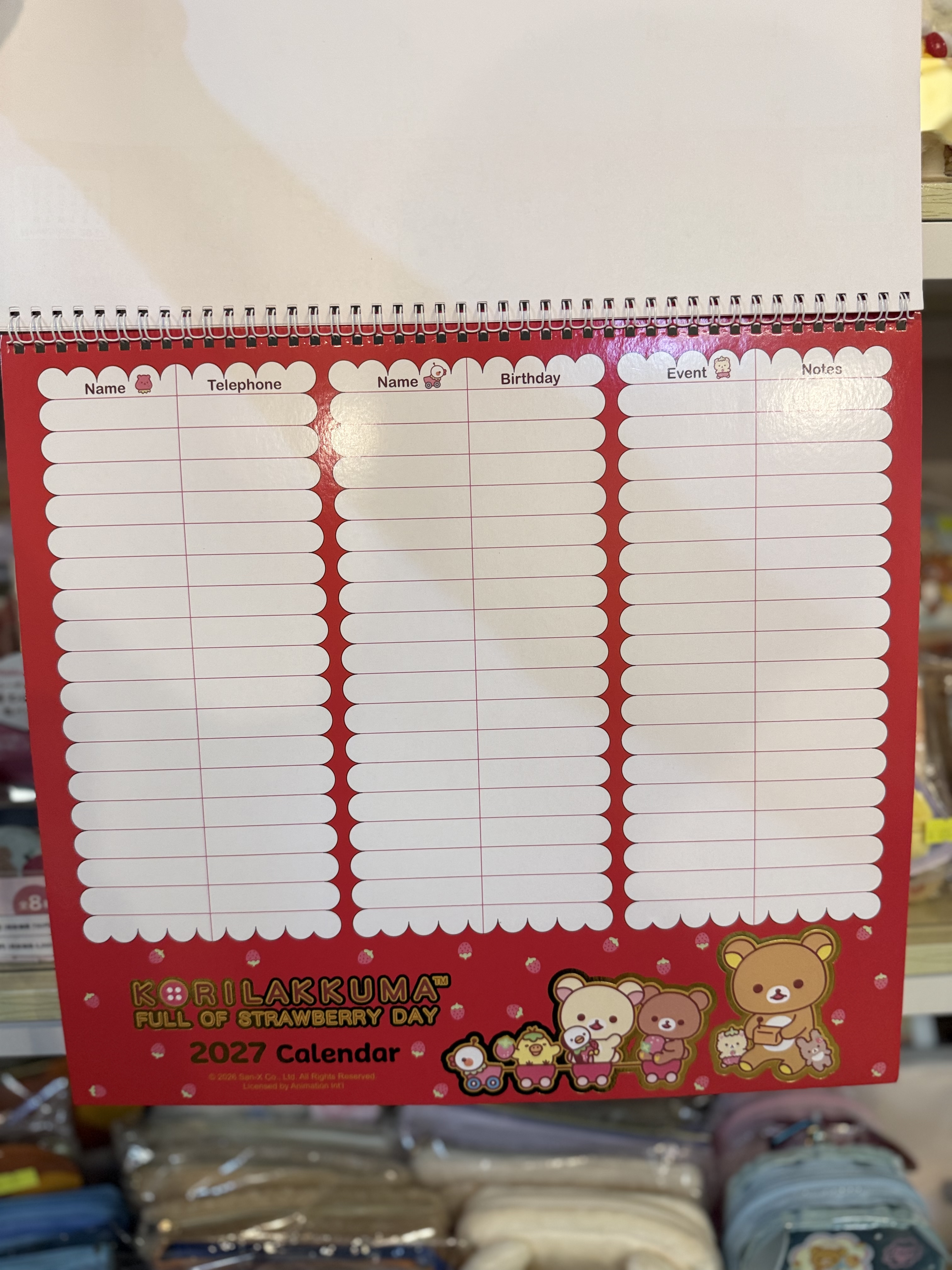 《現貨》全新香港版Rilakkuma  2027年福字掛曆（香港假期）