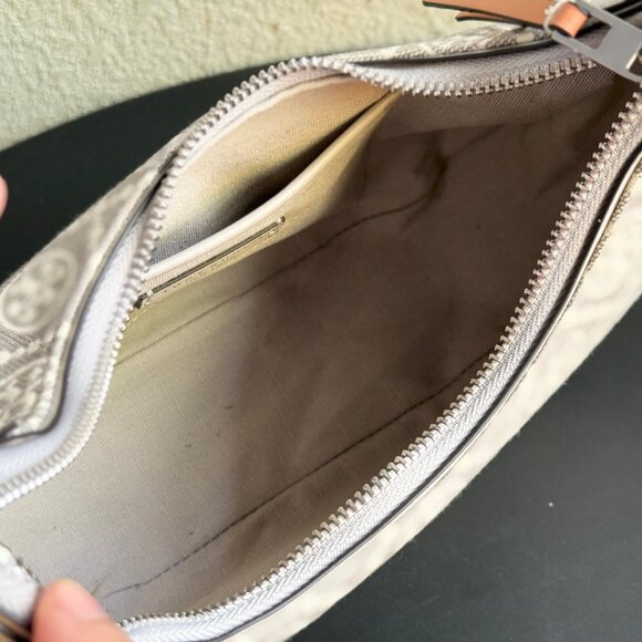 香港現貨-Tory Burch T Monogram Crescent Canvas Shoulder Bag