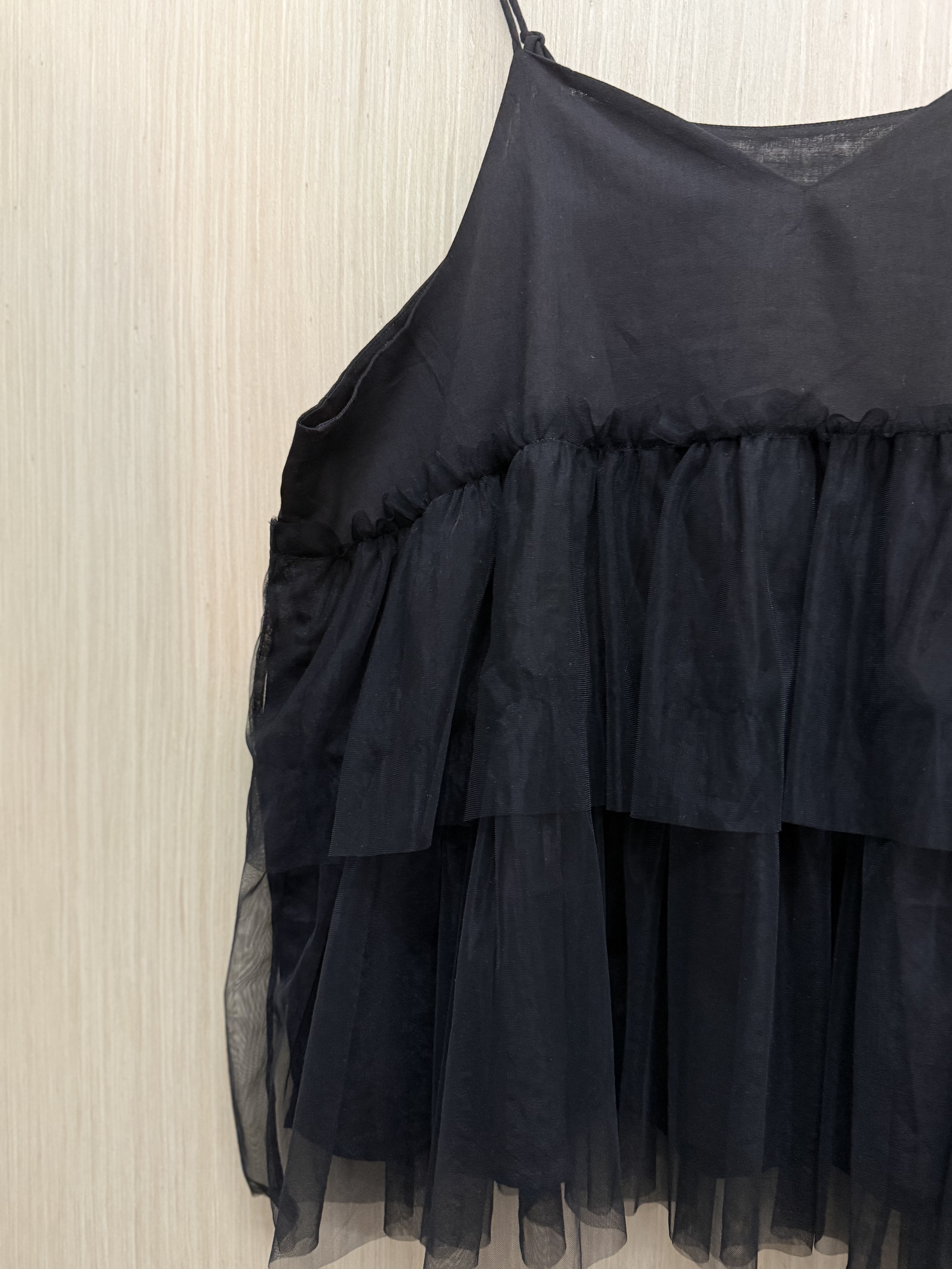 幼肩薄紗吊帶（黑色）