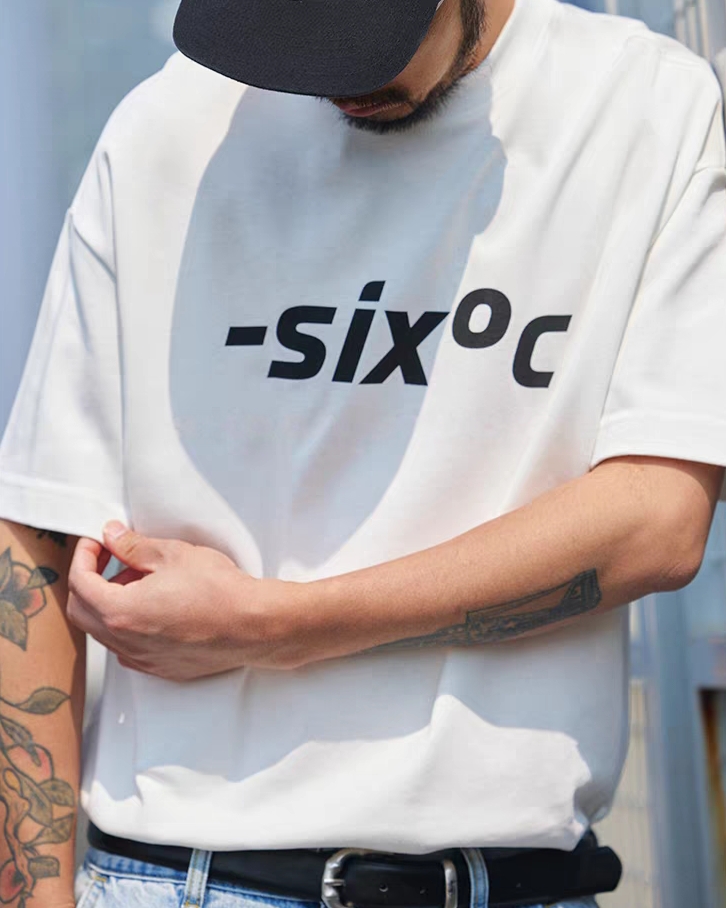 M1326 重磅洗水簡約英文印花Tee