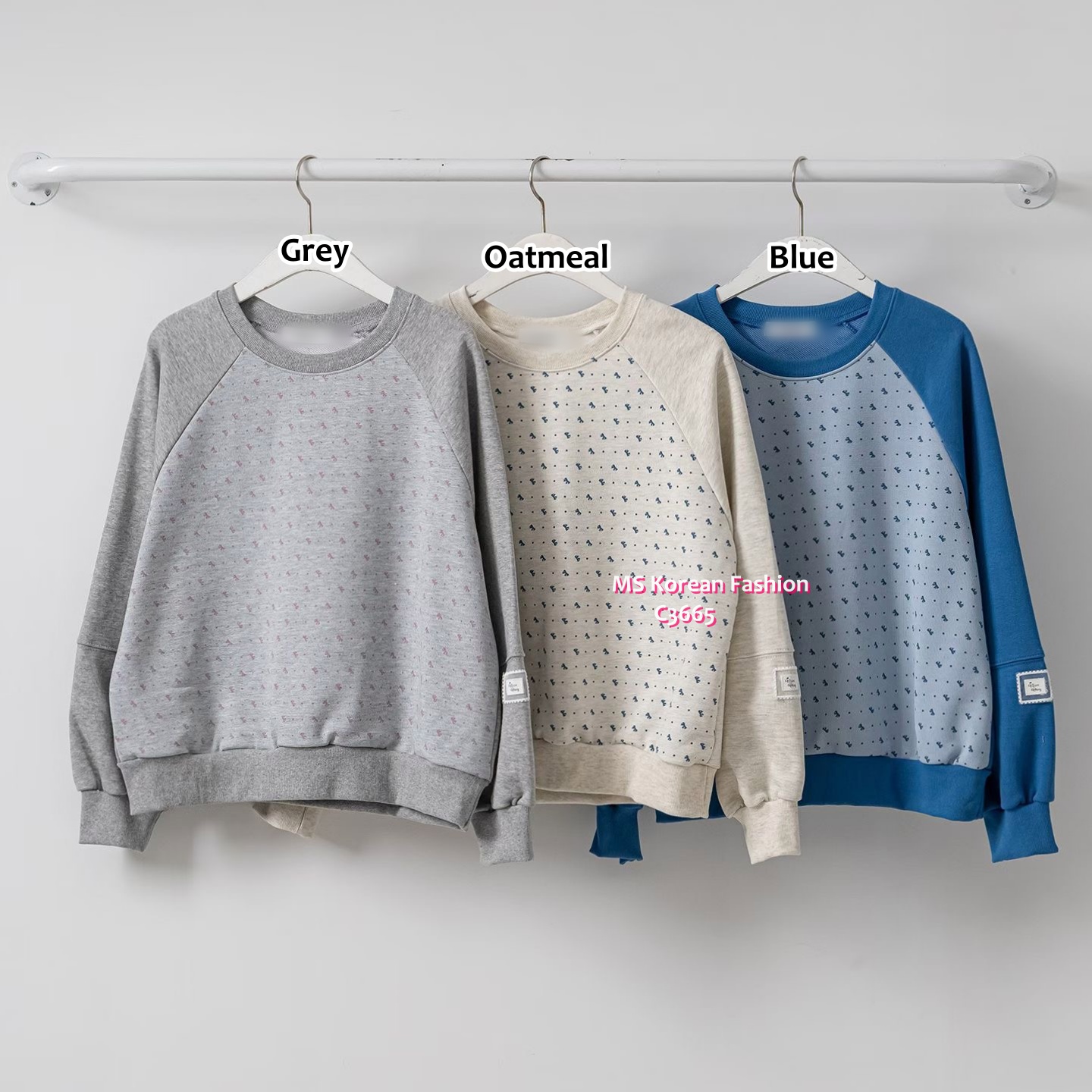 C3665 韓國🇰🇷小蝴蝶結圖案拼布top