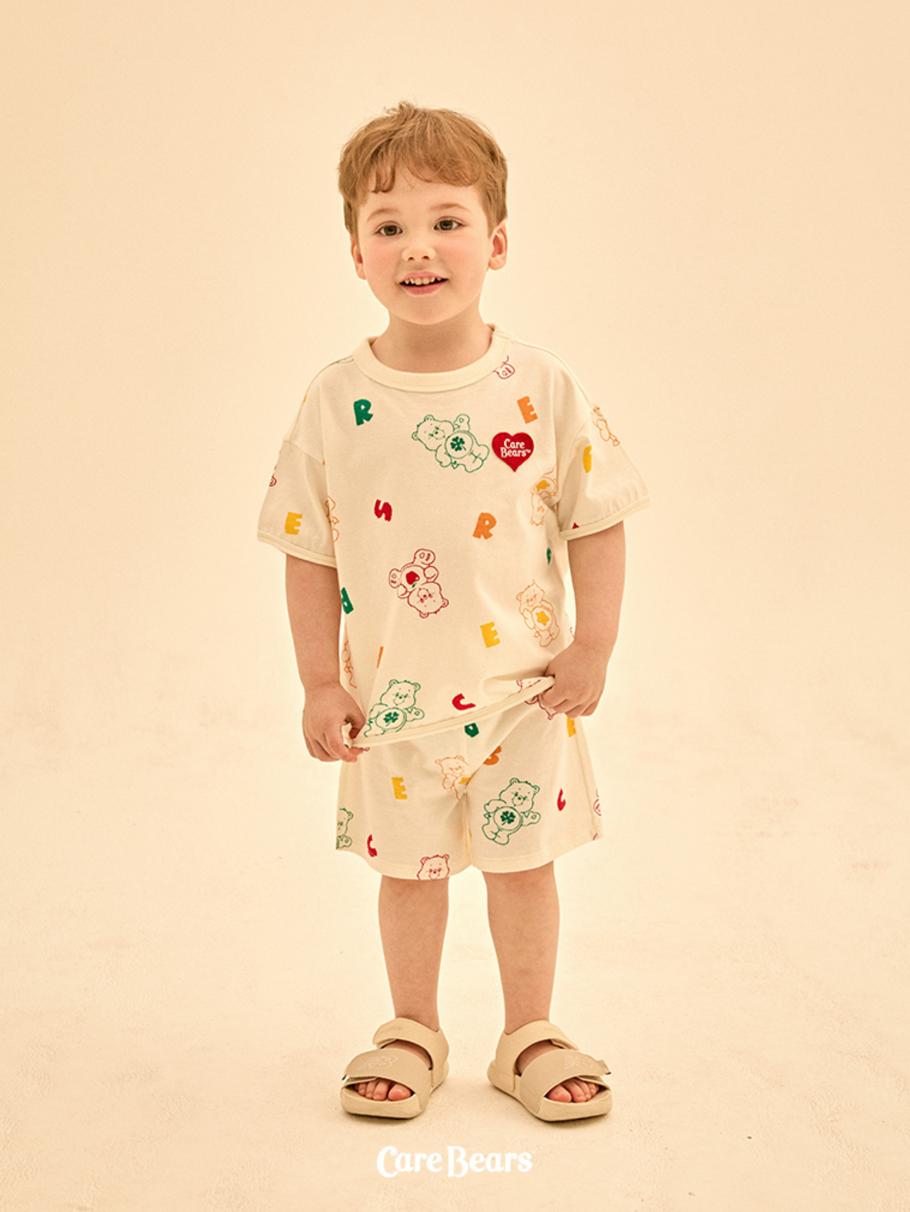 ☀️預訂 韓國直送☀️🇰🇷正版Care Bears小熊字母滿印短袖上下套裝