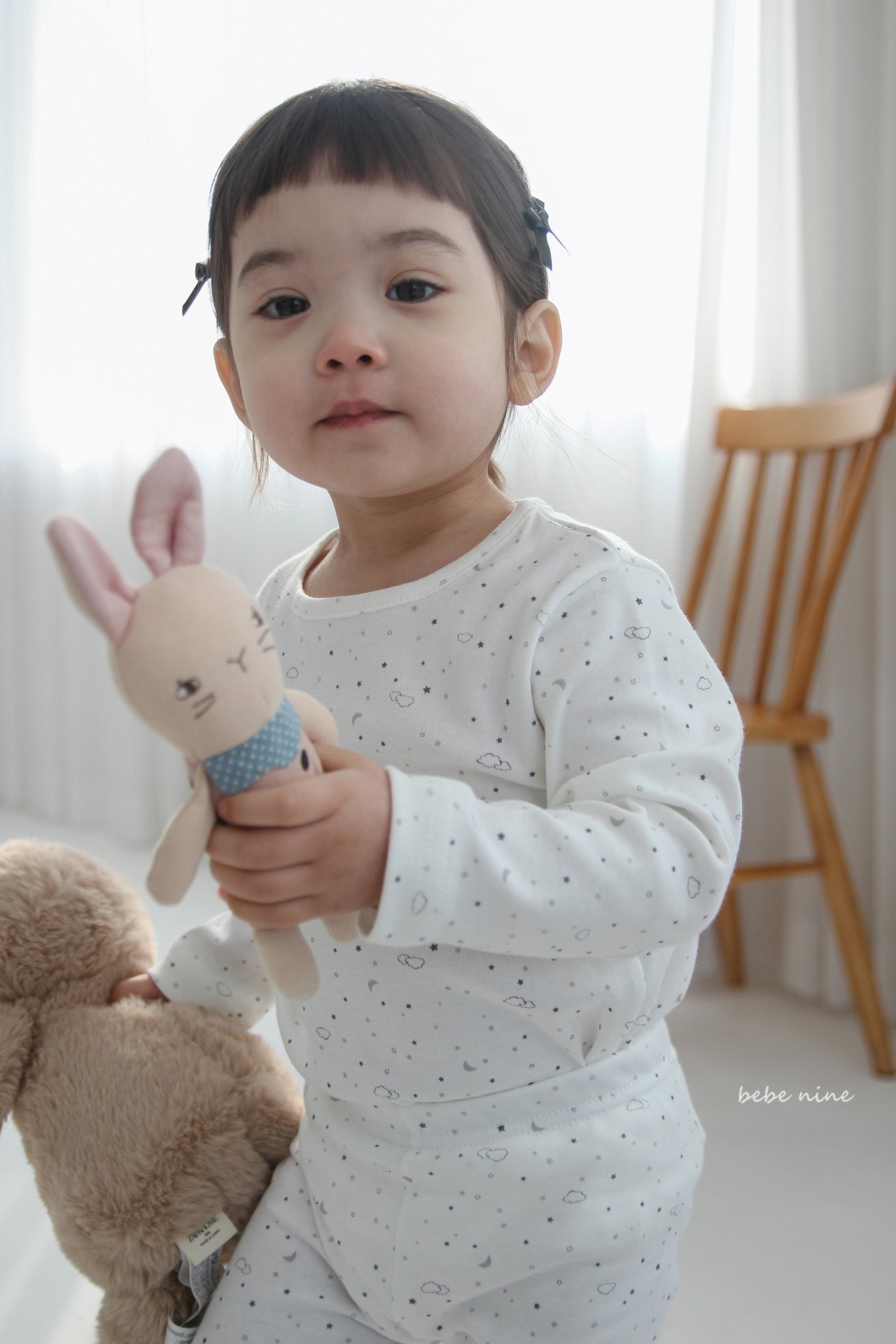 🌸預訂 韓國直送🌸🇰🇷Bebenine兩色簡約波點星月長袖家居服上下套裝