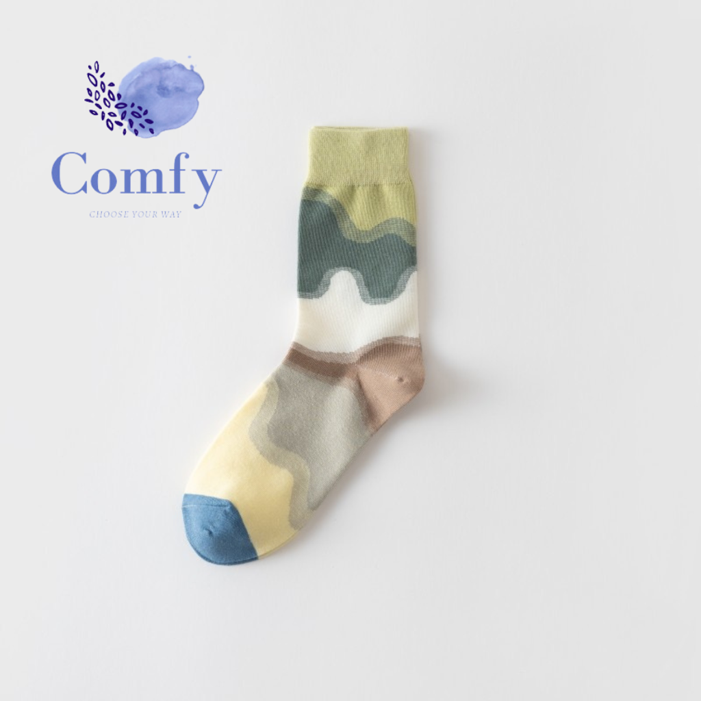 Comfy 莫蘭廸油畫中筒襪