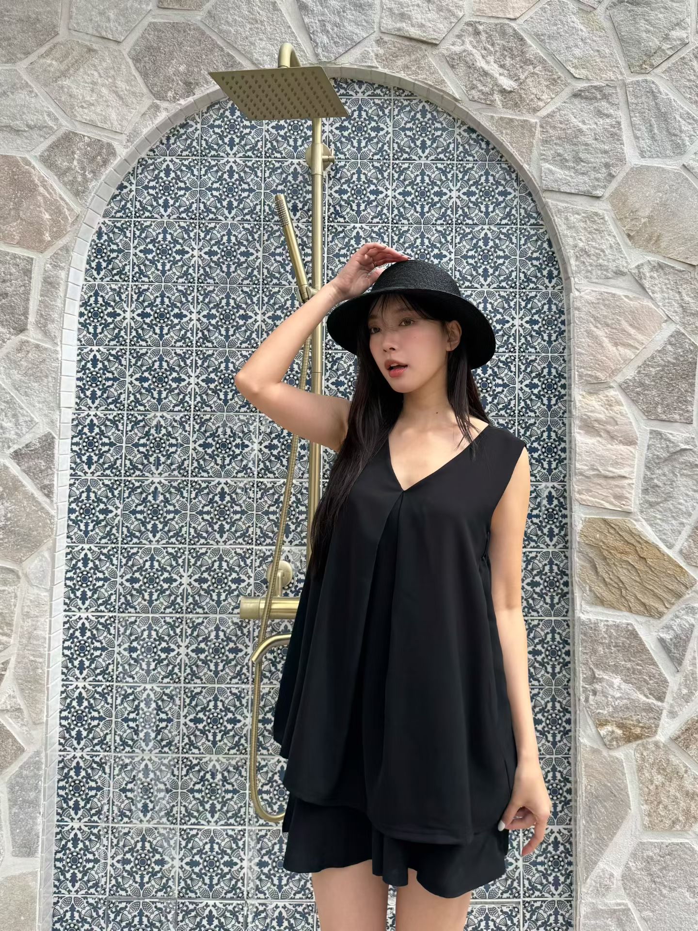 M5 橡筋腰雪紡A字裙褲