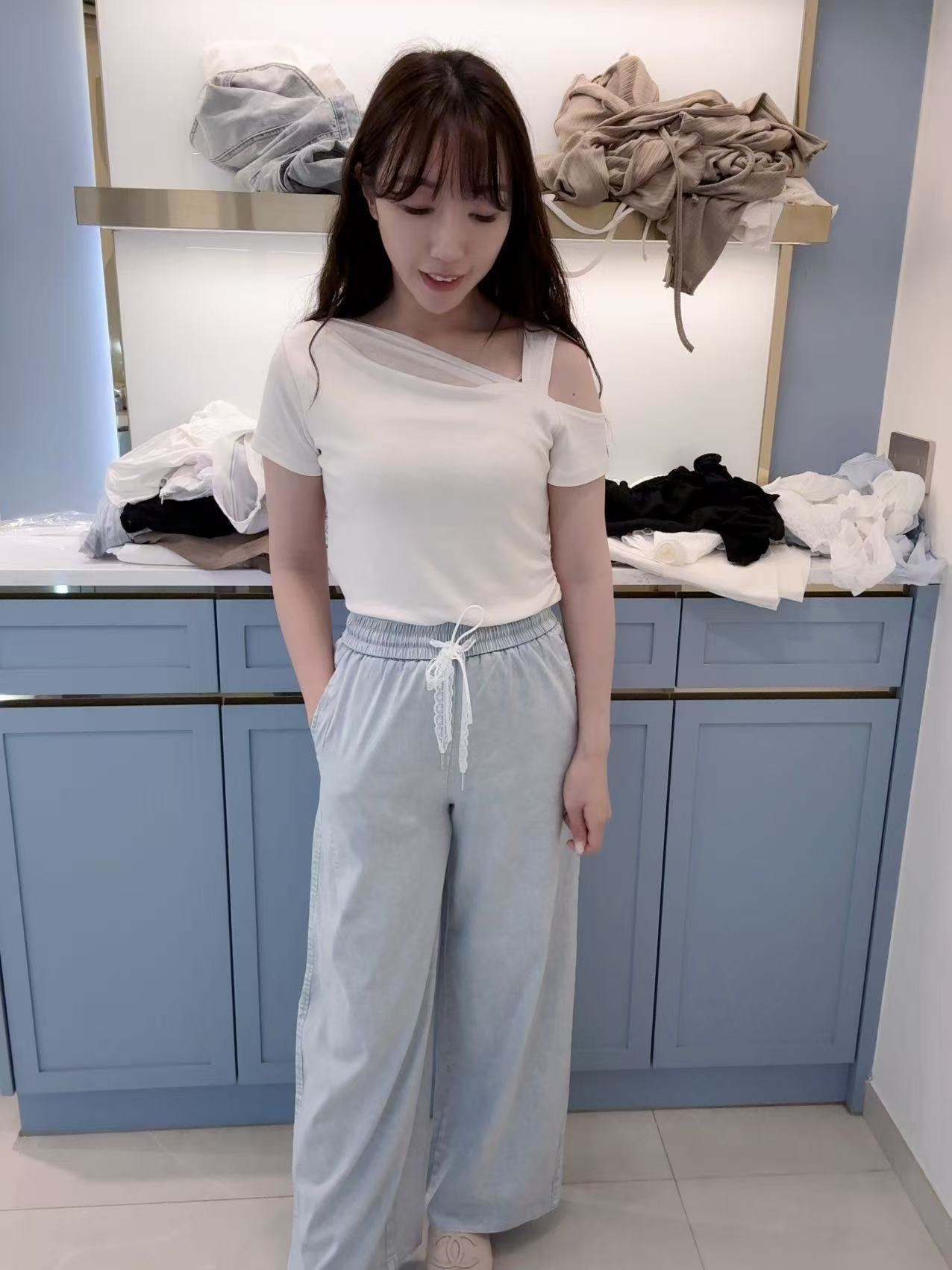 超級正嘅牛仔布褲超輕鬆，舒服S-XL都完全可以着到杏/藍/紫$259