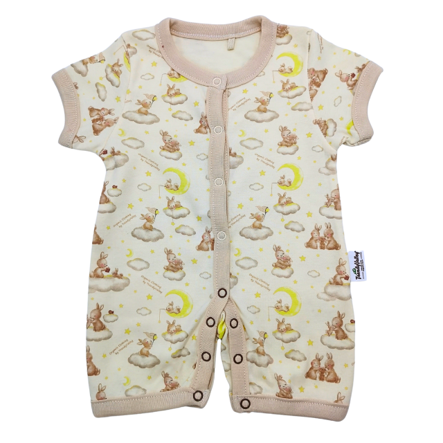 Trendyvalley Organic Cotton Short Sleeve Short Pant Baby Romper (BUNNYMOON)
