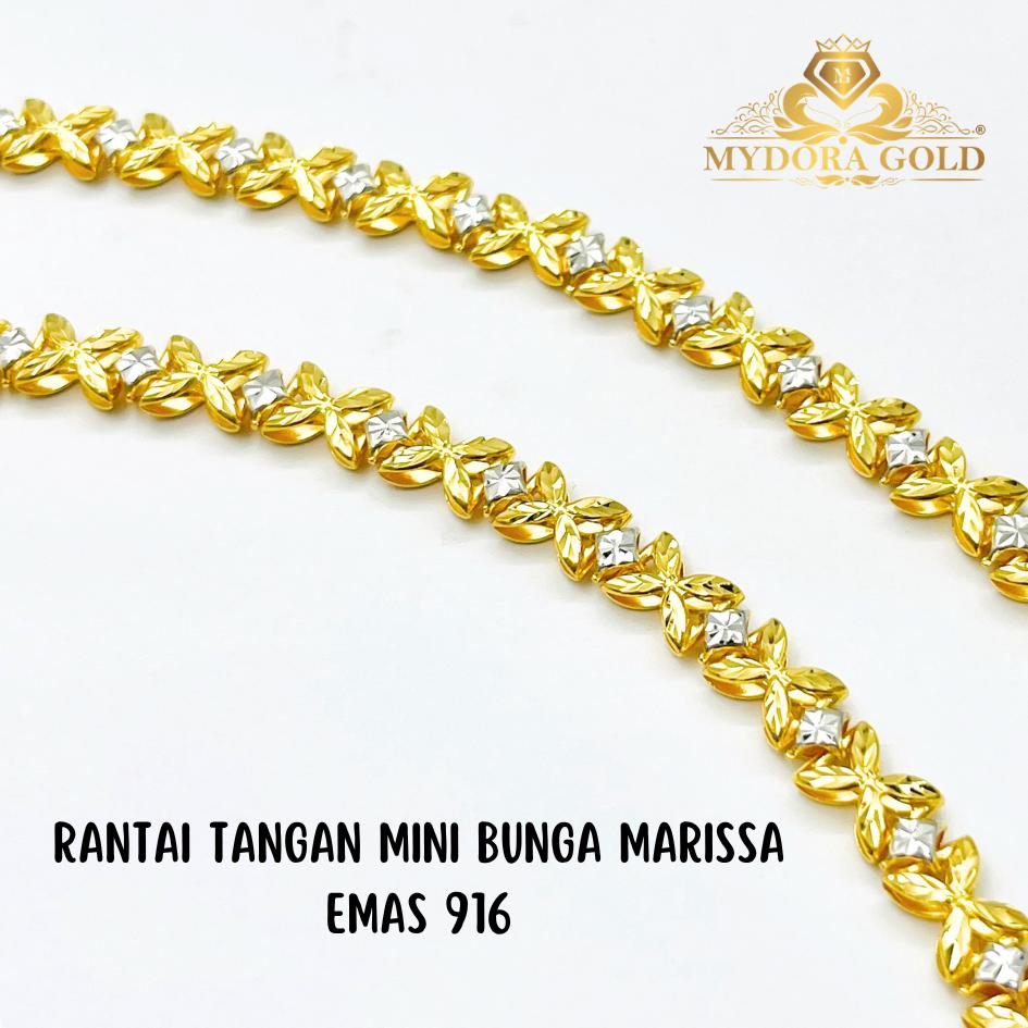 MYDORA Rantai Tangan Mini Bunga Marissa l EMAS 916/22K