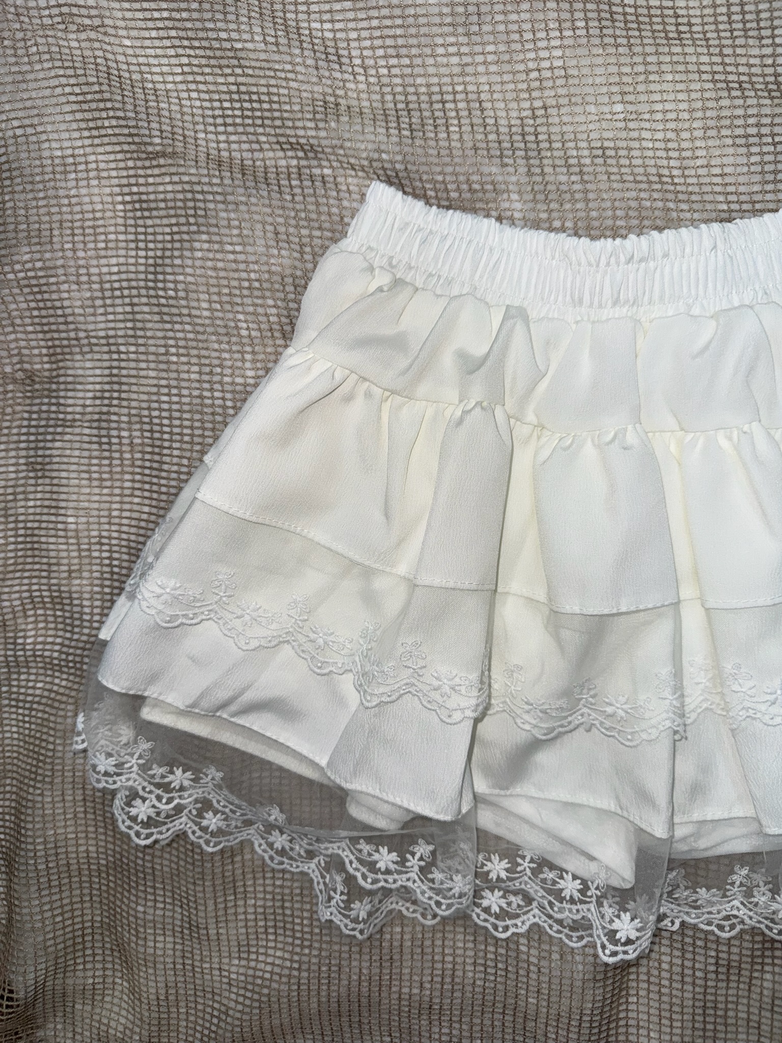 Romantic Lace-Overlay Mini Skirt