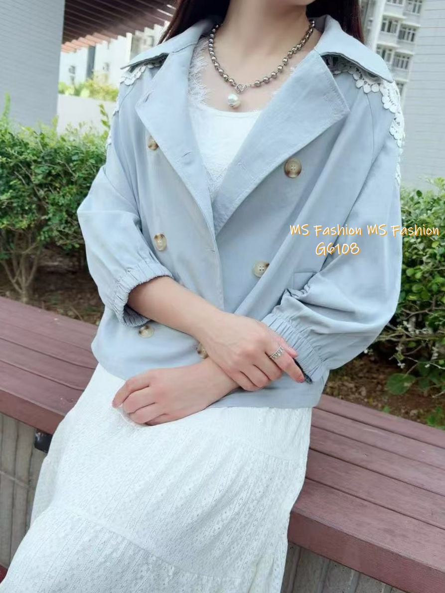 G6108 韓國🇰🇷孖襟通花外套 