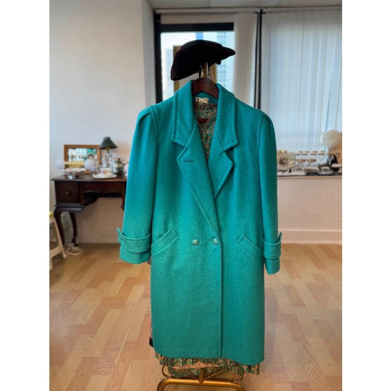**Vintage 1980s Julian Turquoise Winter Blazer 70% Wool / 25% Nylon (MT2158 )