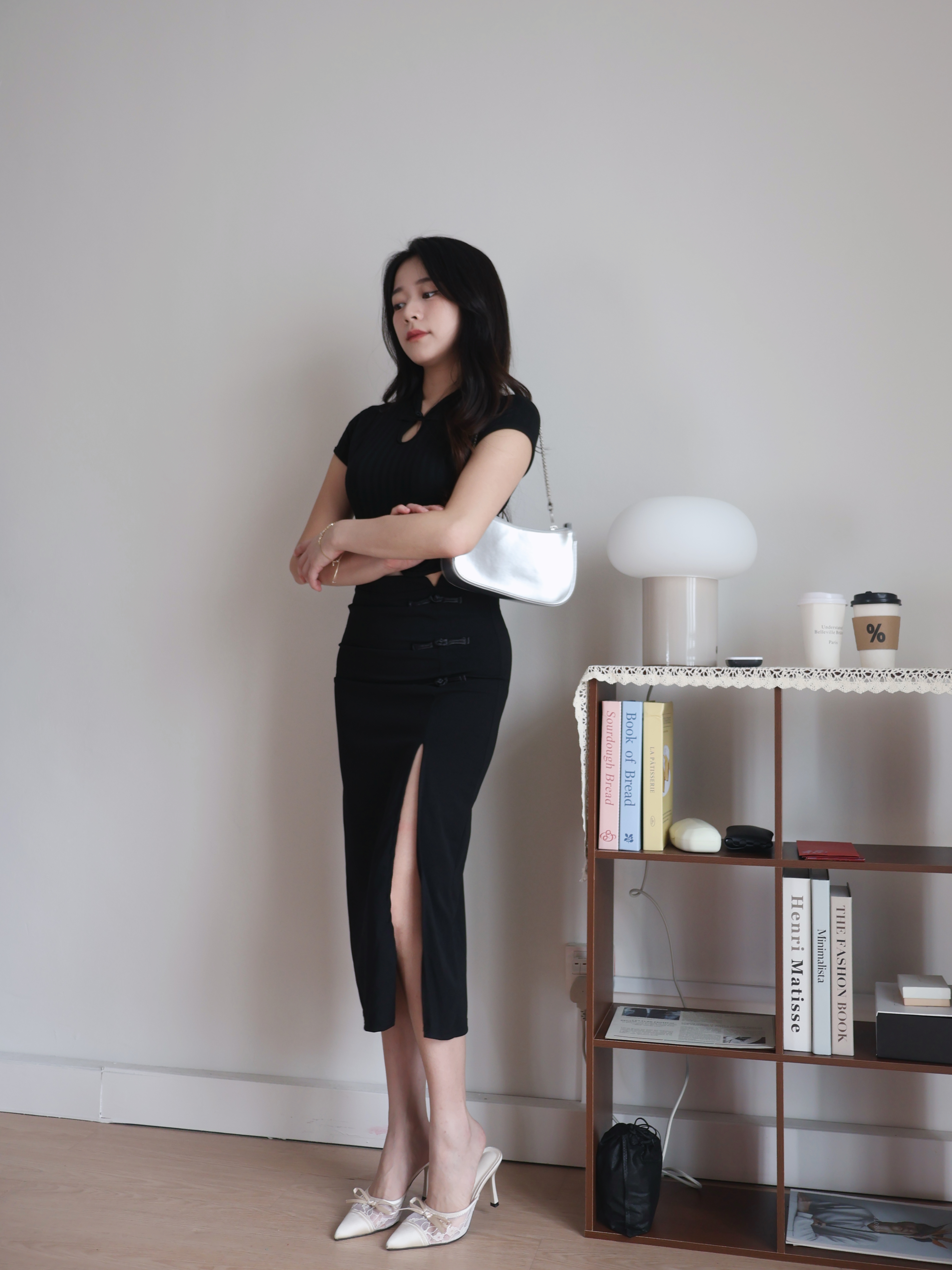 Jean Side-Slit Skirt | Black