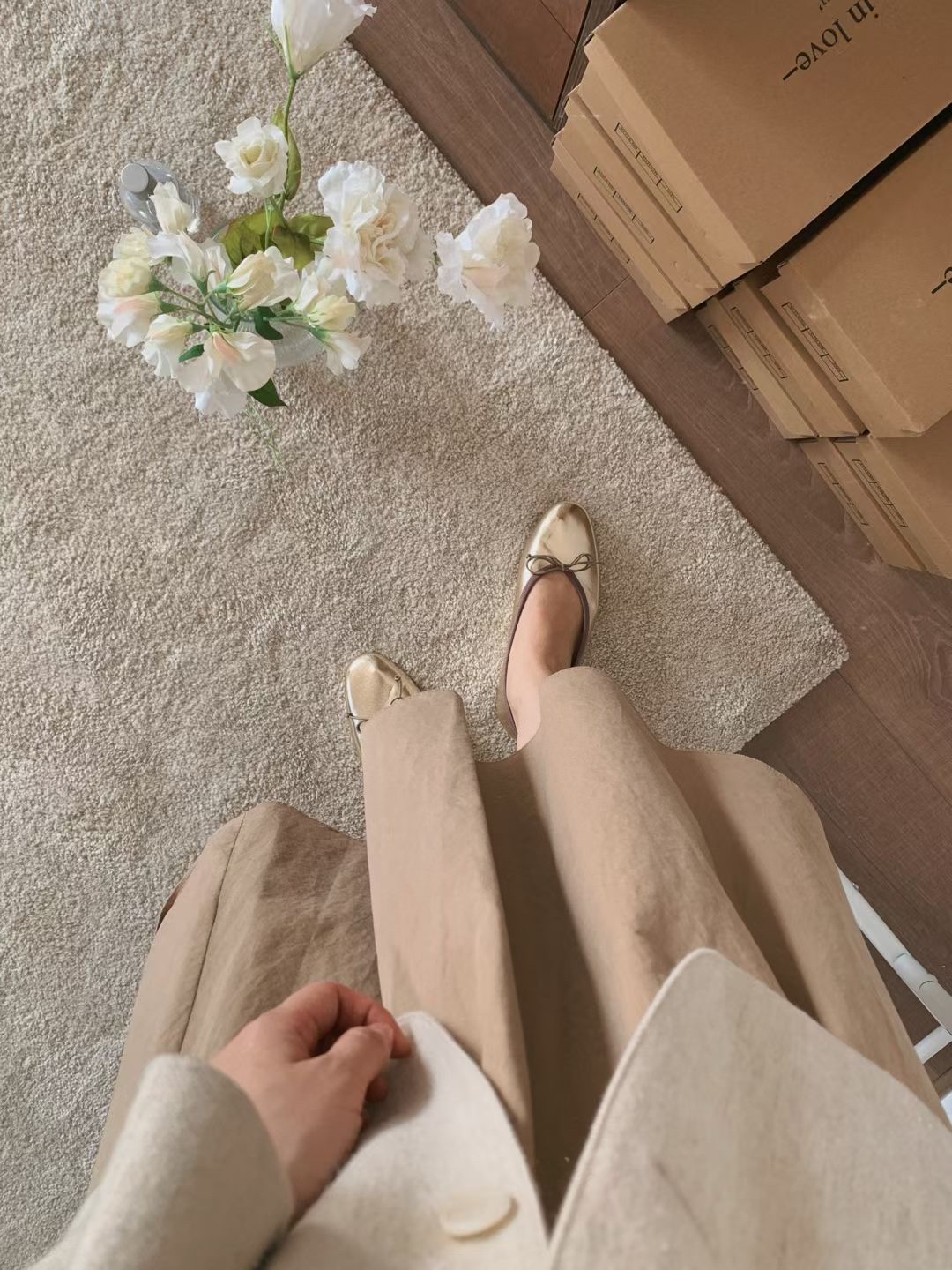 Ribbon ballet flat shoes