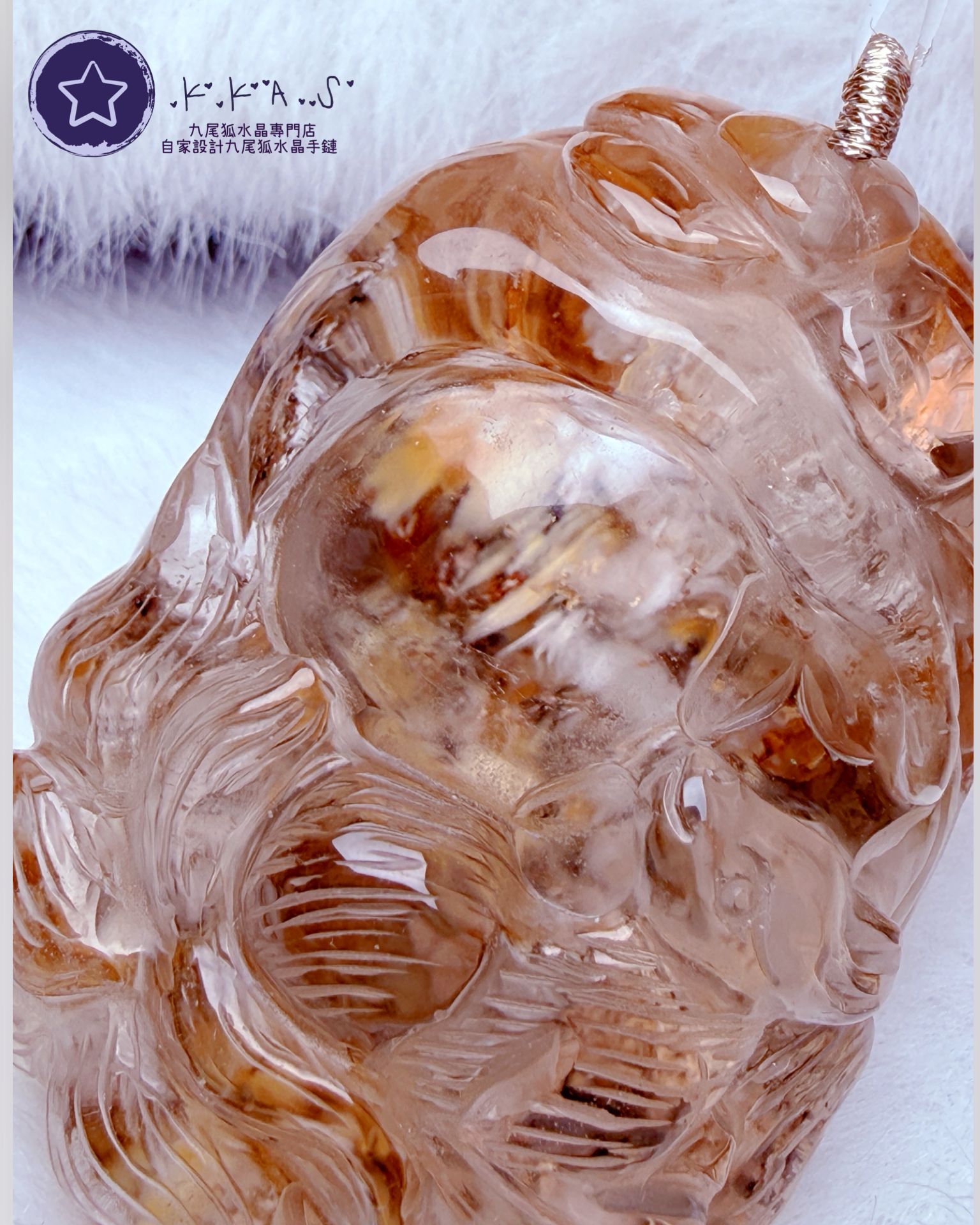 K00087 幽靈 側臉狐 - 吊墜/手牌兩用款(上下孔)