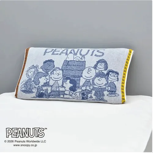 日本直送~新款Snoopy毛巾枕頭套 藍黃色