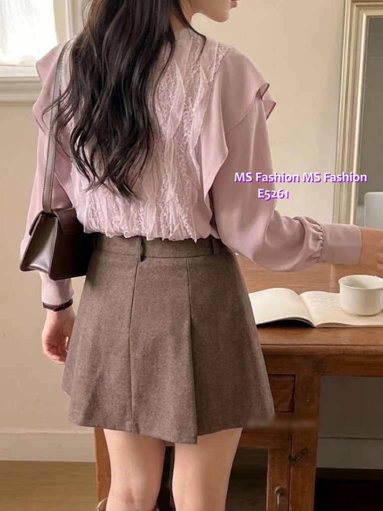 E5261 高質靚料lace ruffle top