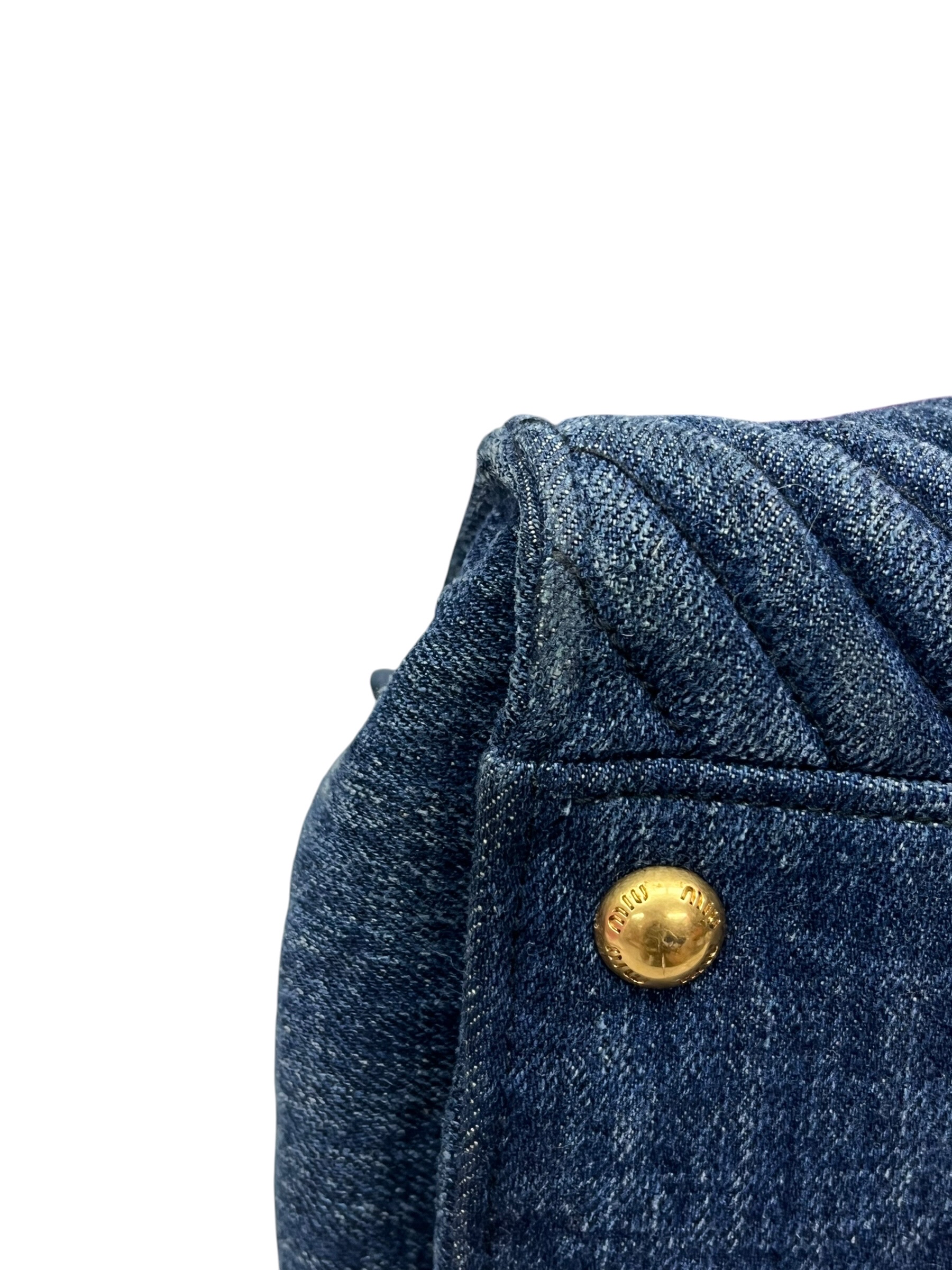Pre-Owned MIU MIU Matelasse Denim Biker Tote / Product Code: 070726