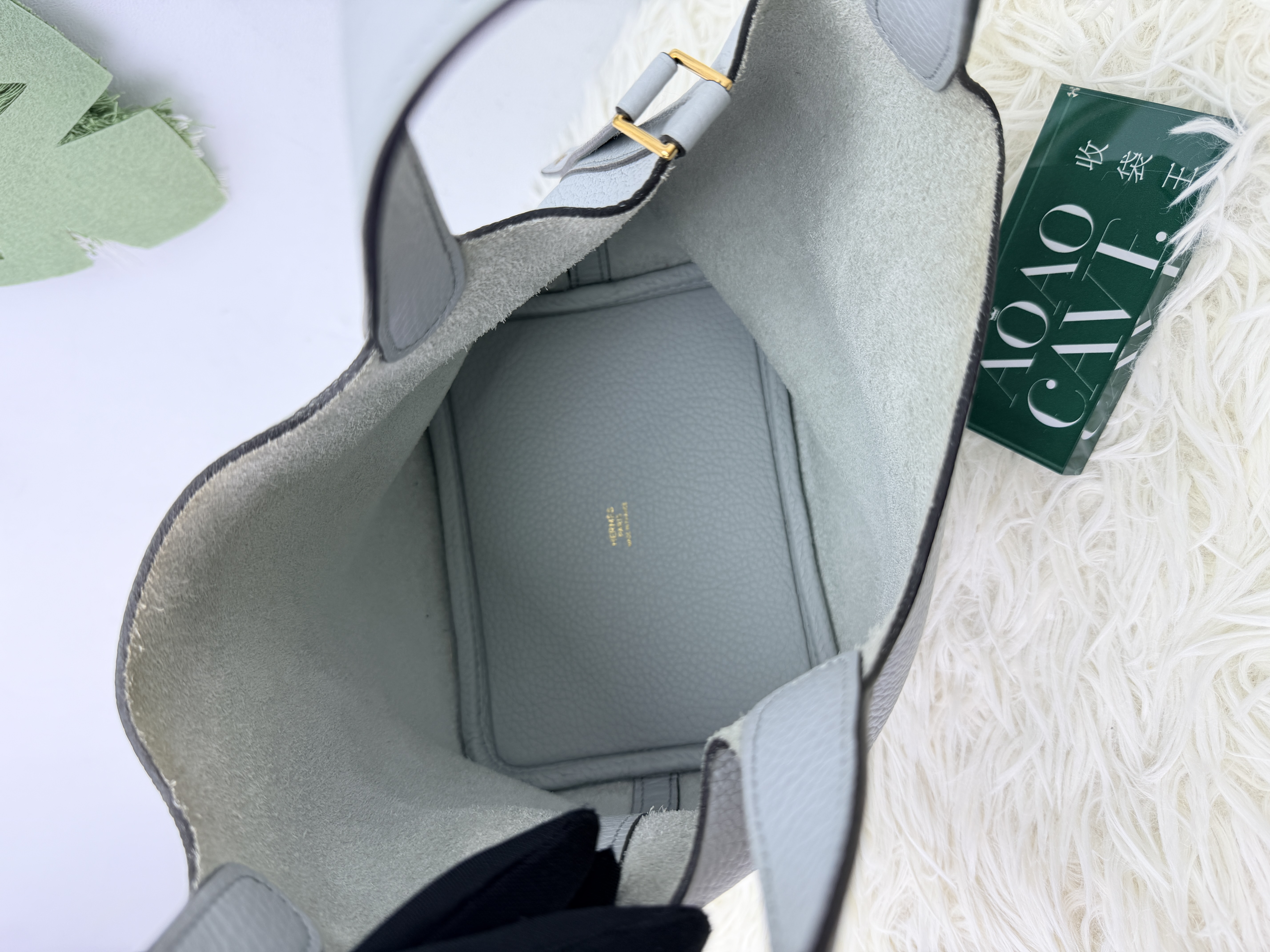 Hermes 🤍PRE OWNED P18 菜籃子 Y stamp baby blue 聖杯藍 有塵袋🩵