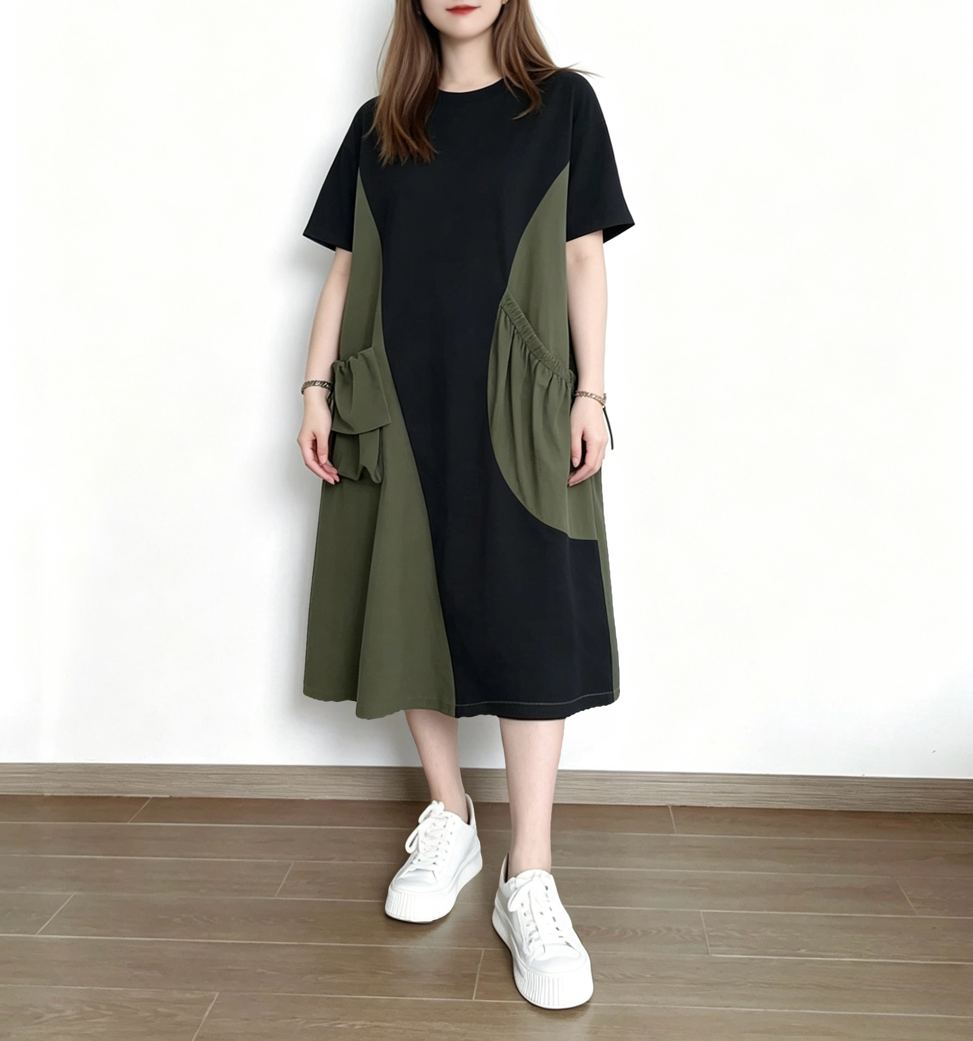 🌼春夏優惠🍀 拼色拼料大口袋Ops