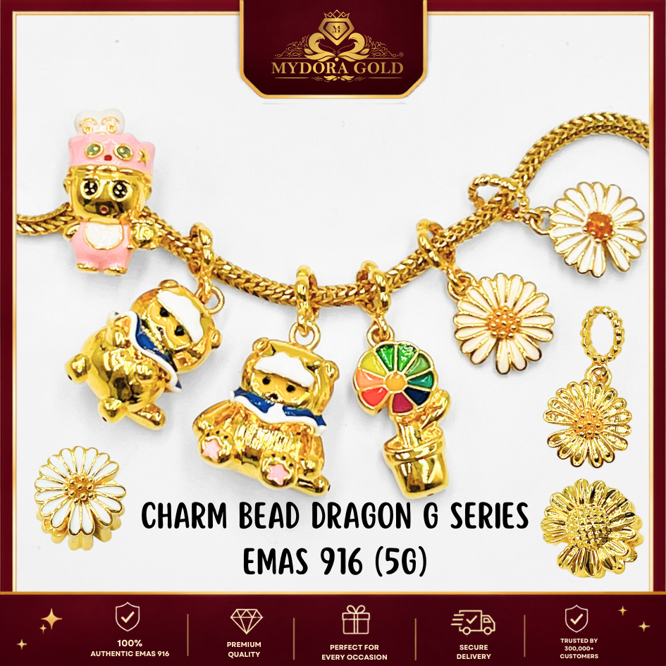 MYDORA Charm Bead Dragon G Series (5G) l EMAS 916/22K