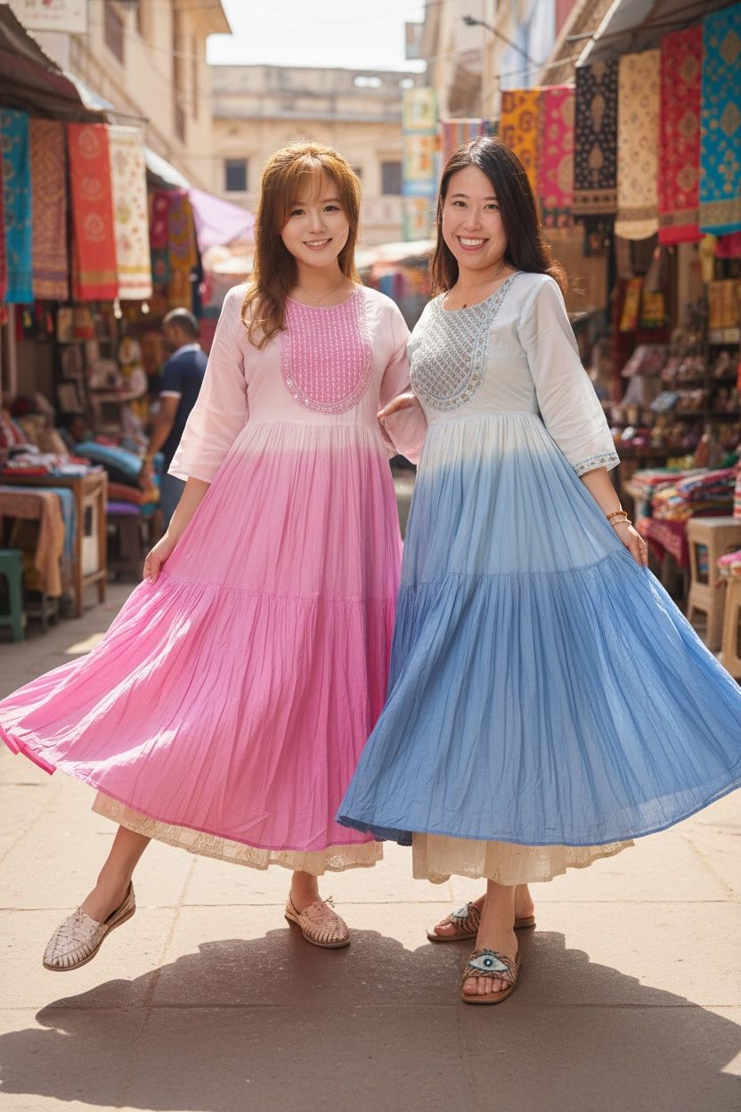 Blue Gradient Emb Mid Sleeve OP 51" #1350