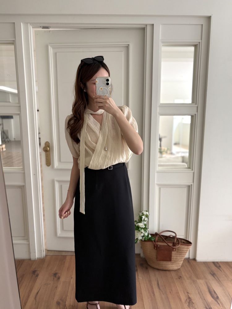 The Belted Straight Skirt (Black)