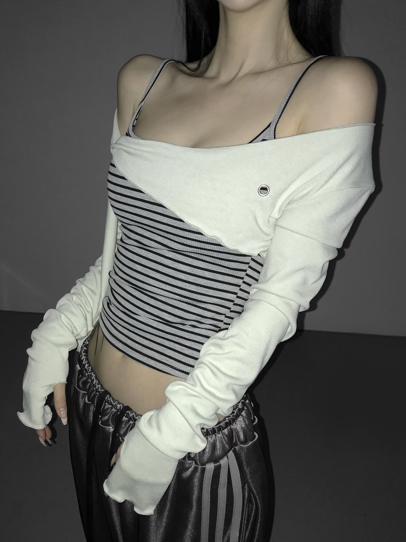 Asymmetrical Grommet Crop Bolero