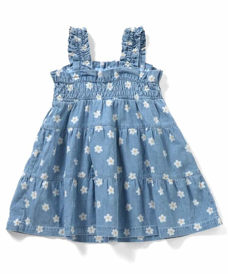 🇯🇵預訂 日本直送🇯🇵Apres les cours兩色花花愛心滿印褶皺吊帶牛仔連身裙