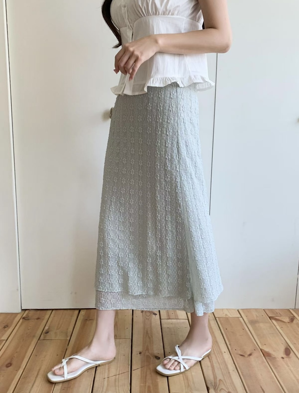 ❥ 雙 層 花 花 橡 筋 裙 。