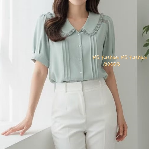 G6003 韓國🇰🇷靚料花邊領top