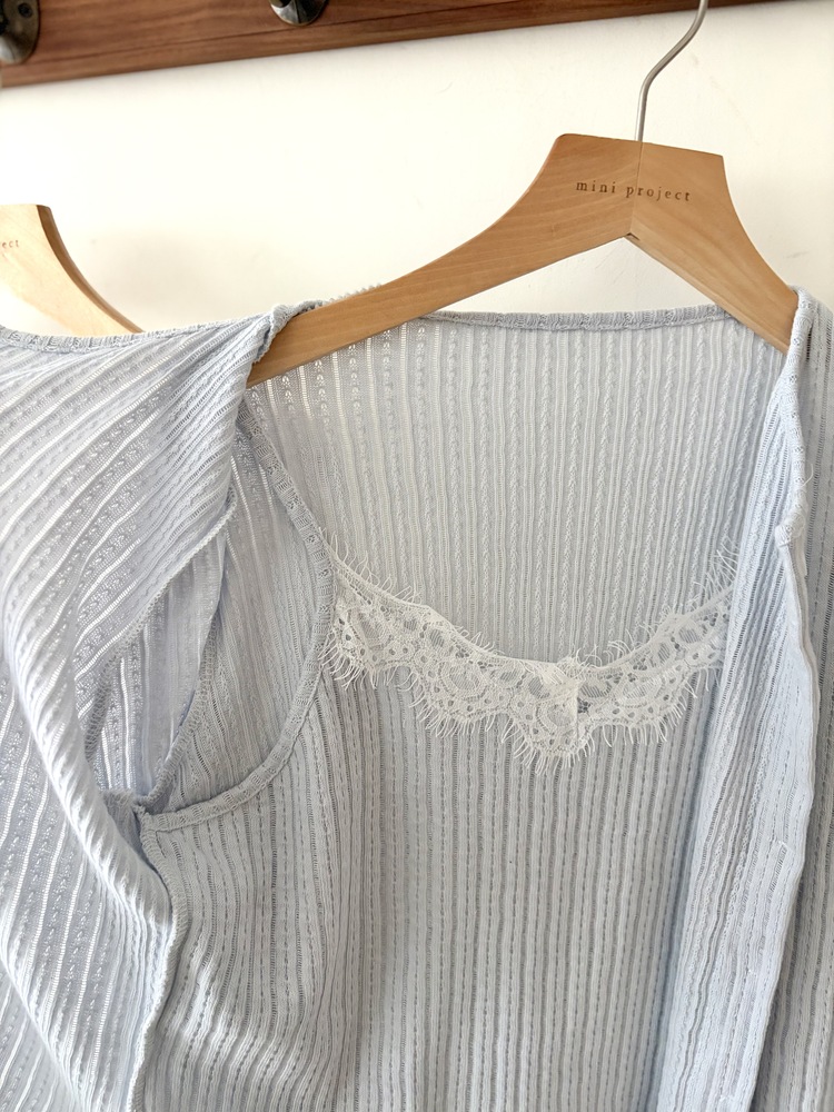 [假兩件] Lumiere Lace Layered Top (Babyblue)