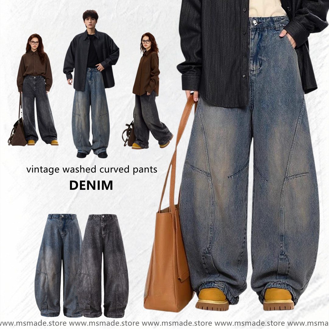 M25258 水洗磨舊彎刀牛仔褲