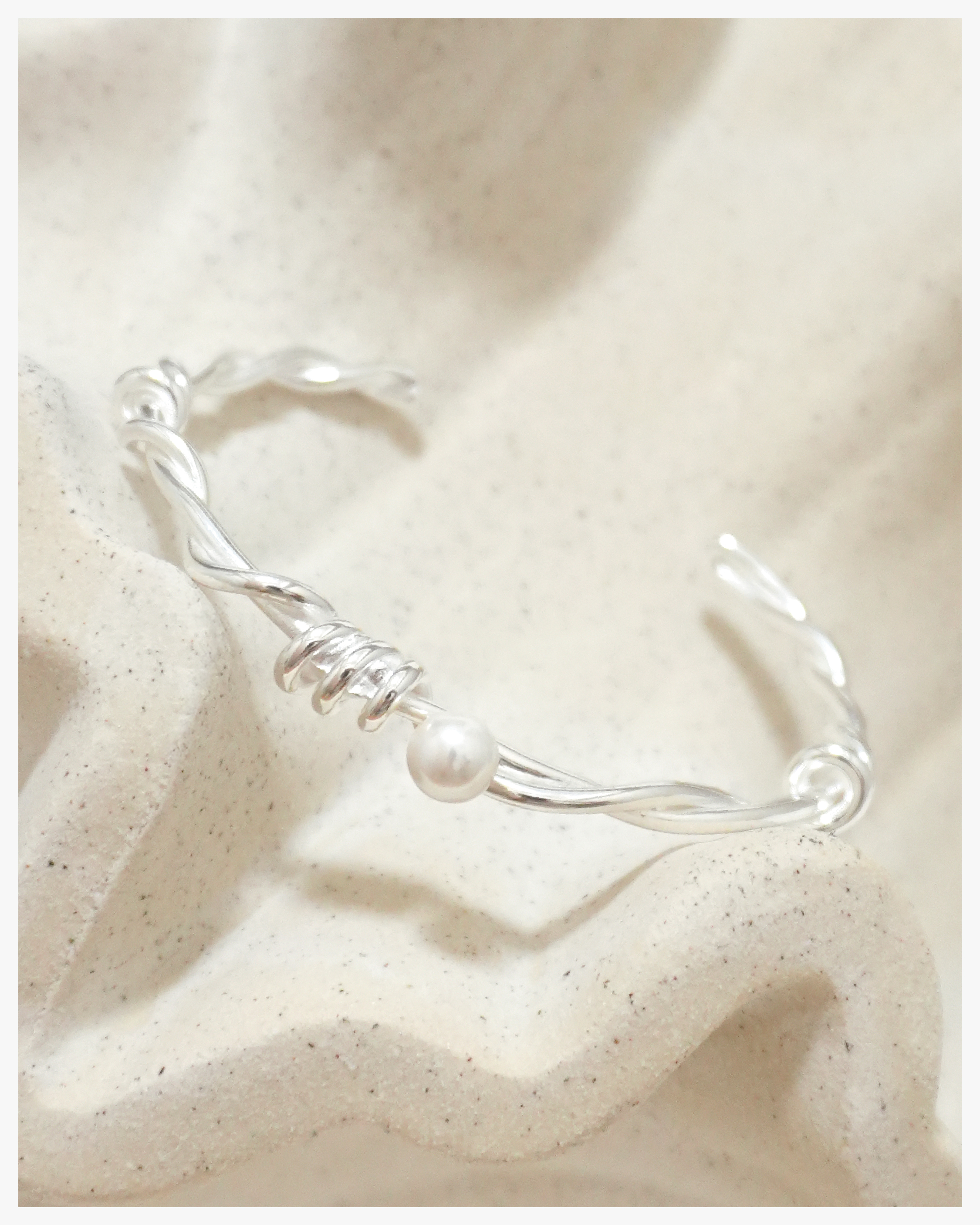 Gentle Twist Pearl Cuff Bracelet