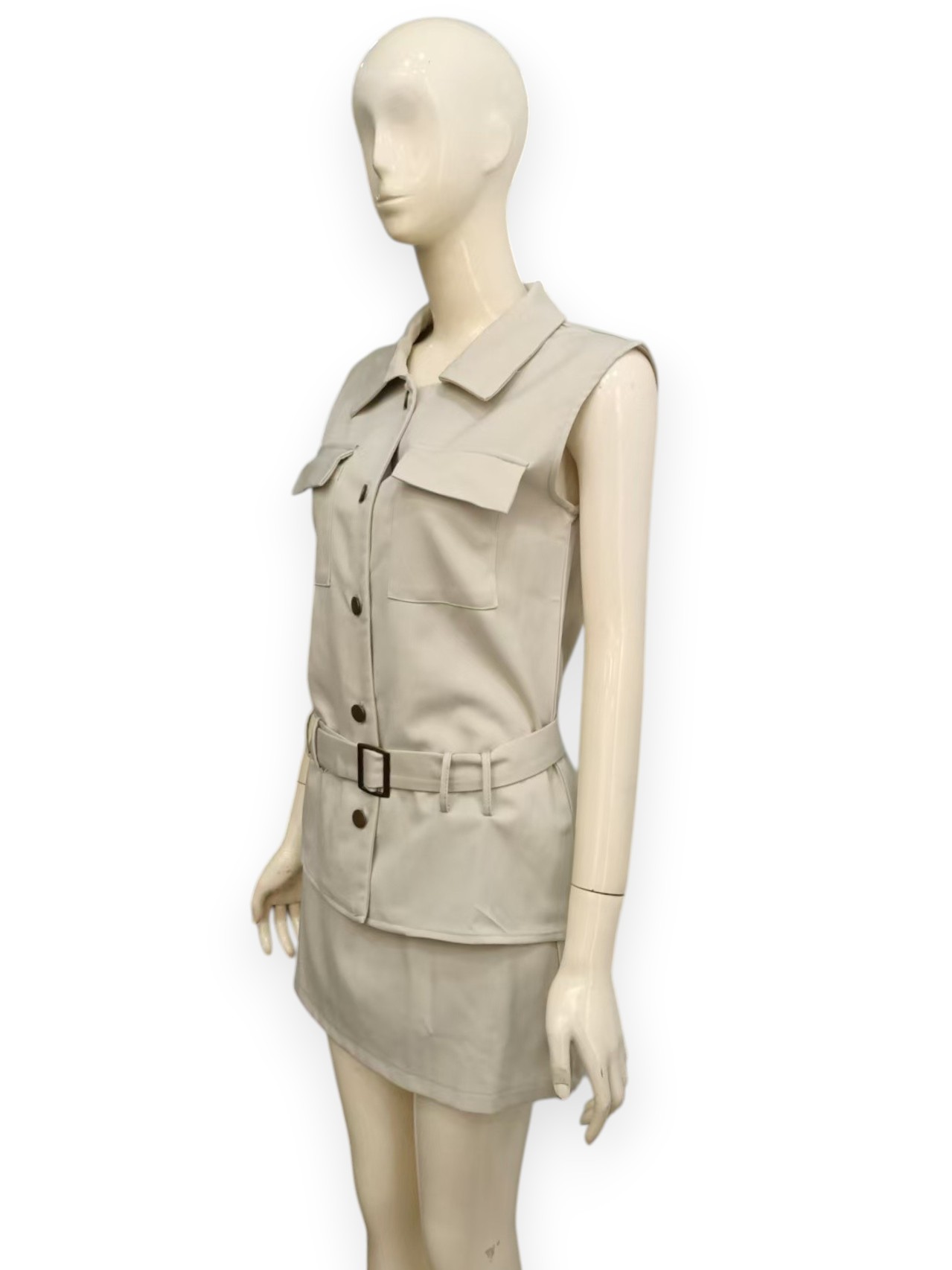 Sleeveless Shirt Short Skirt Set M249