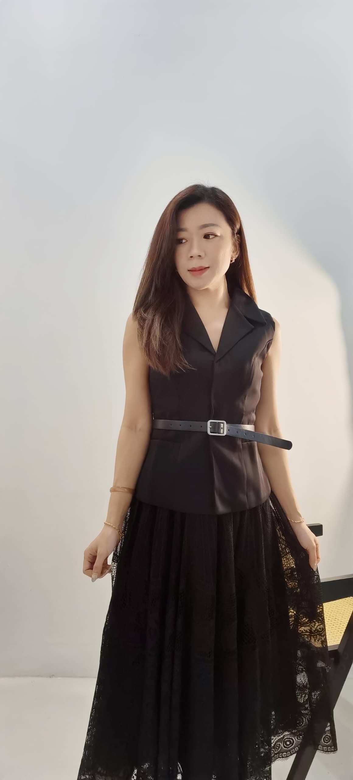 2966 PREMIUM VEST LACE DRESS SET 轻奢风Vest蕾丝半裙套装 